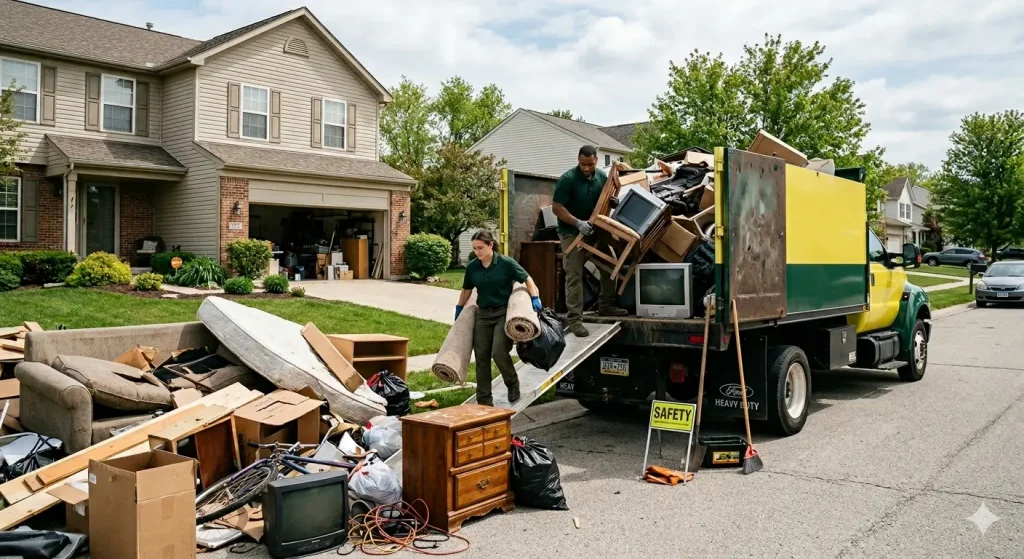 Household junk removal Abbotsford team loading furniture, mattresses, and appliances into truck for same-day pickup