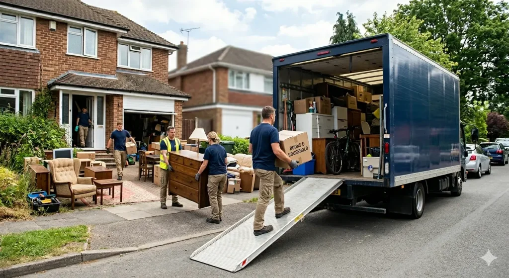 Estate cleanout Abbotsford team loading furniture and household items into a truck during a residential property cleanout service